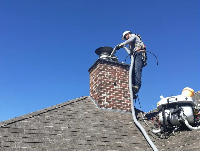 Dedicated Lehigh Acres Chimney Sweep team member cleaning a chimney in Lehigh Acres, FL