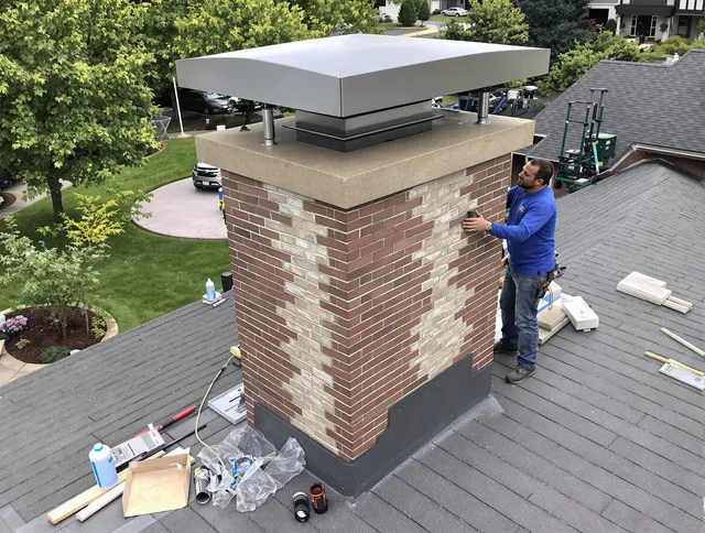 Lehigh Acres Chimney Sweep team working on a custom chimney remodel in Lehigh Acres, FL